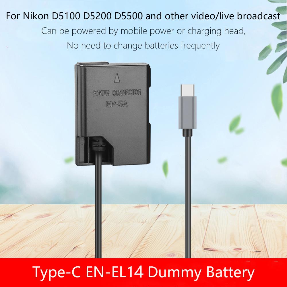 PD USB-C на EP-5A EN-EL14 Заглушка аккумулятора Адаптер питания для Nikon D3100 D3200 D3300 D3400 D3500 D5100 D5200 D5300 D5500 D5600