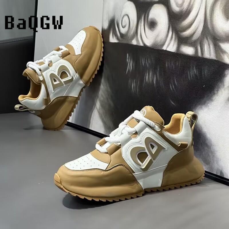 Модные дизайнерские массивные кроссовки для мужчин, покрытая подошва, модные кожаные дышащие повседневные кроссовки с увеличенной внутренней платформой