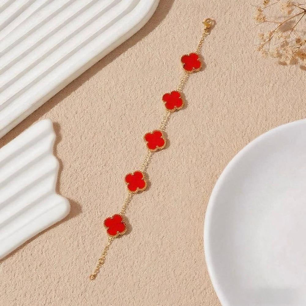 Модный браслет с четырехлистным клевером, легкая роскошь, высококлассные женские украшения