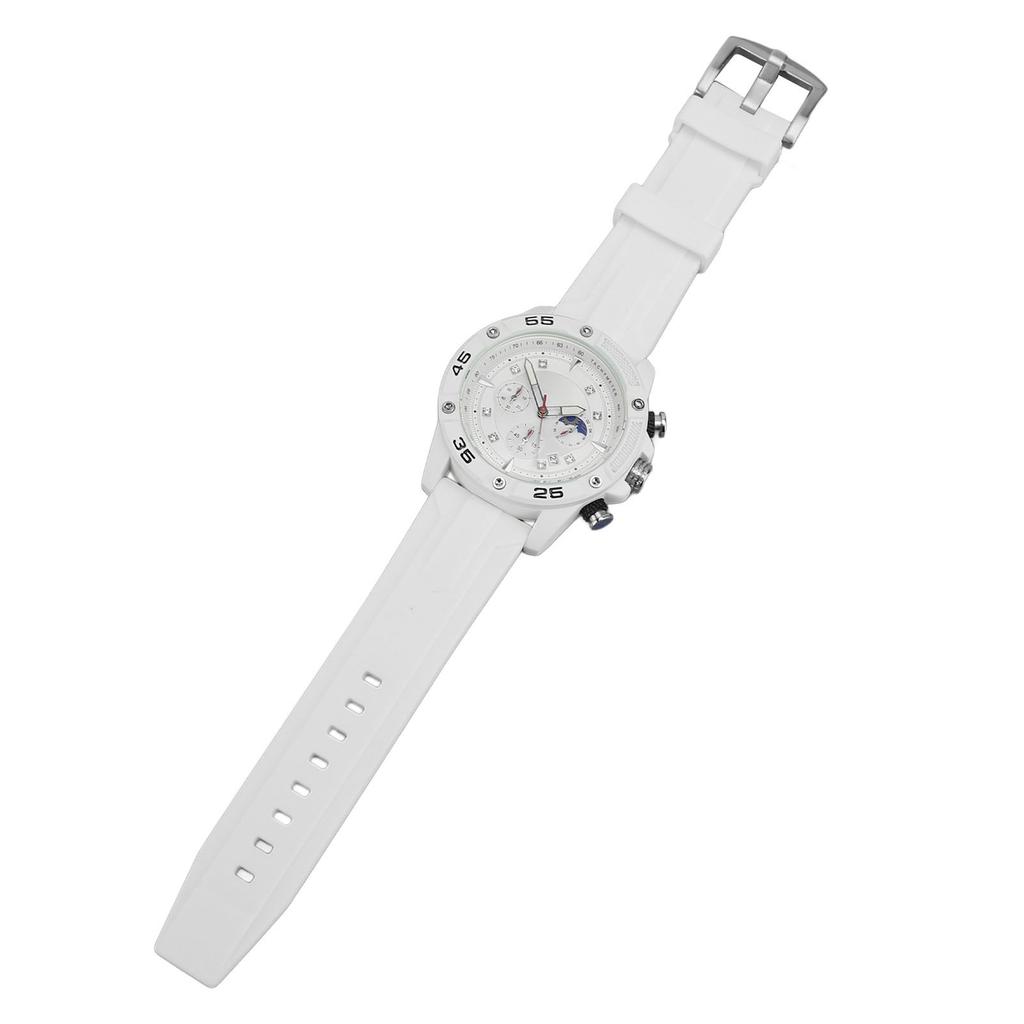 Men Multifunctional Quartz Watch Silicone Strap Water Resistant Wristwatch Chronograph Quartz Watch