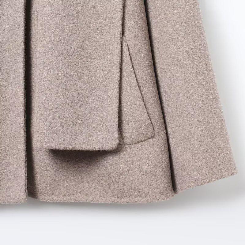 Women's Fashion Casual Wool Blend Scarf Short Coat