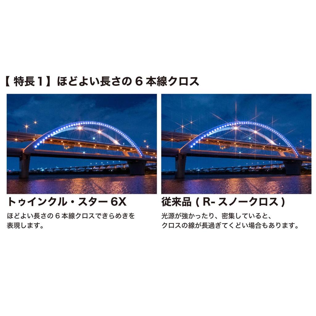 Kenko Cross Filter PRO1D Star 6X 49mm 6 Cross Effect for Night and Light Production 824924 R-Twinkle (W) View, Illumination,