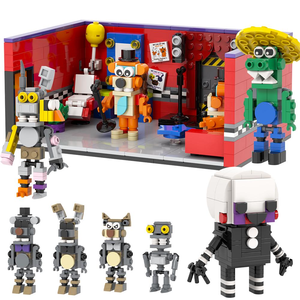 Игра Медведь Ночь Фигурка Монстр Кирпич Комната Музыкальная Сцена Декорация Кошка Дракон Строительный Блок Игрушка День Рождения Творческие Подарки Для Взрослых Детей