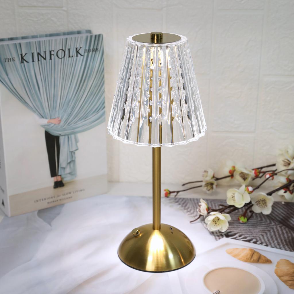 Регулируемая светодиодная хрустальная настольная лампа, сенсорное управление, регулировка трех цветов, с USB-зарядкой для домашнего декора и ночного освещения