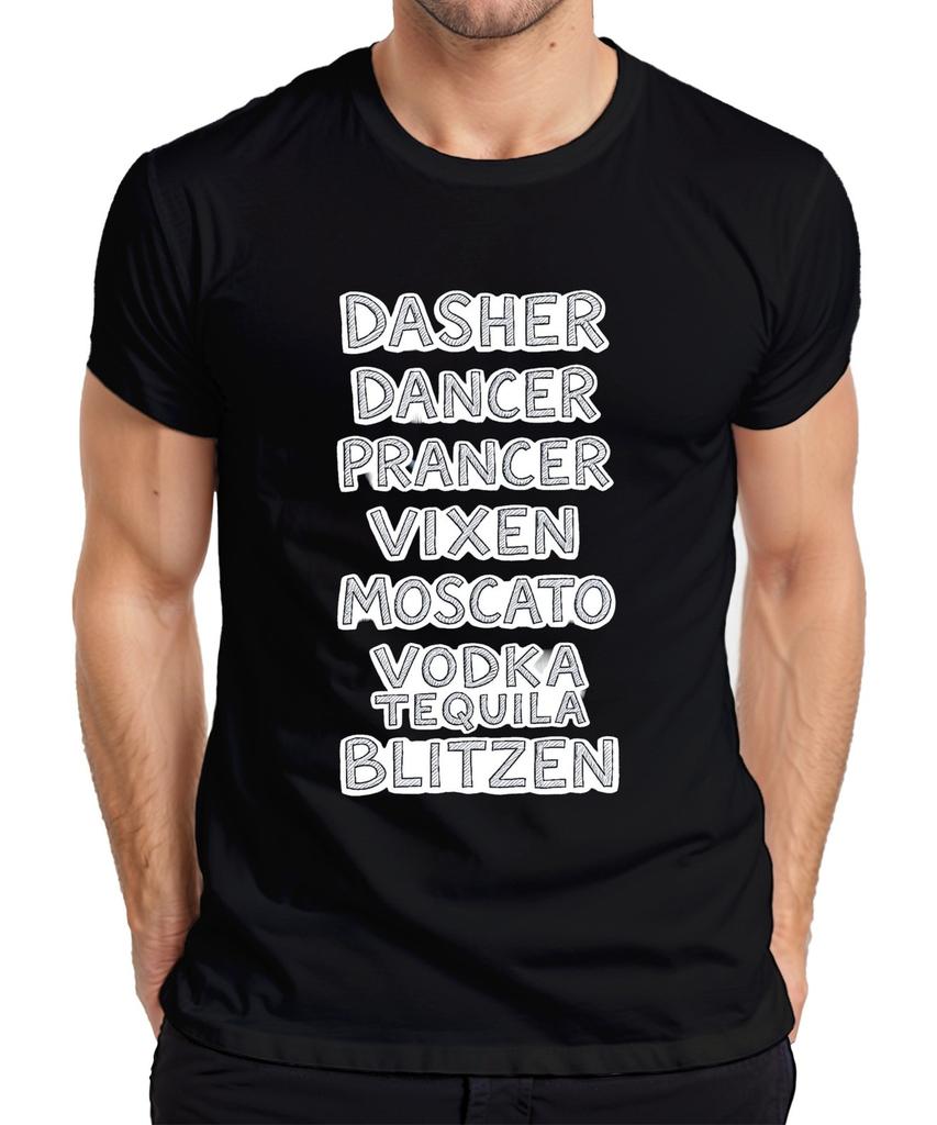 Dasher Dancer Prancer Vixen Moscato Vodka Gift Funny Party Mens T-Shirt