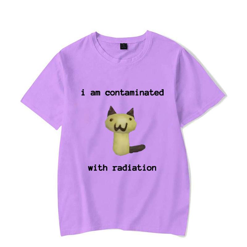 I Am Contaminated with Radiation Funny Cat Meme T-shirt Short Sleeve Men Women Vintage T Shirt Male O-Neck T Shirts