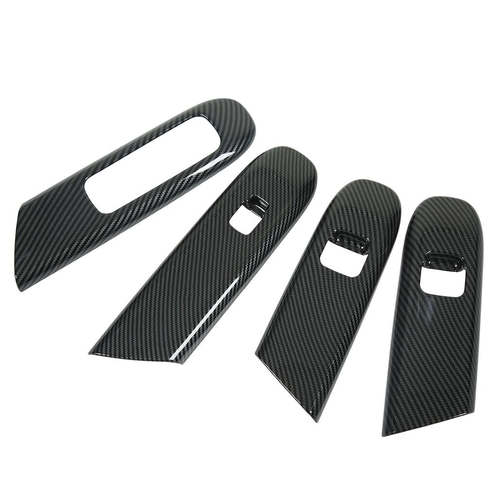 4 Pcs Door Window Control Panel Cover Carbon Fiber Style Window Lifter Decor Replacement for Mercedes‑Benz C‑class W206