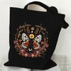 Vintage Skull Butterfly Canvas Bag for Women Gothic Skeleton Rose Handbags Aesthetics Teen Shoulder Tote Bag Butterfly Hand Bag