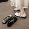 French Flat Mary Jane Single Shoes Women's Shoes Autumn Black Small Leather Shoes New with Skirt Casual