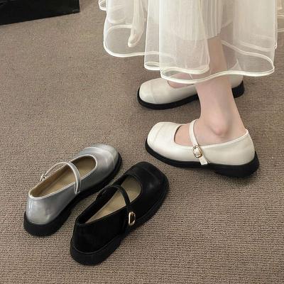 Французские балетки Мэри Джейн, женская обувь, осенние черные туфли из маленькой кожи, новые, с юбкой, повседневные