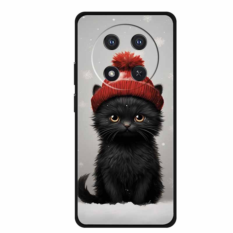 Чехол для Honor X9c X 9 c Цветочки Черный Силикон ТПУ Мягкая Задняя Крышка Для Honor Magic 7 Pro Magic7 5G lite Чехол для Телефона Funda