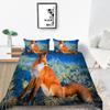 Fox Duvet Cover Set King/Queen Size Orange Lovely Fox Bedding Set For Kids Teens Boys Wild Animal 2/3Pcs Polyester Quilt Cover