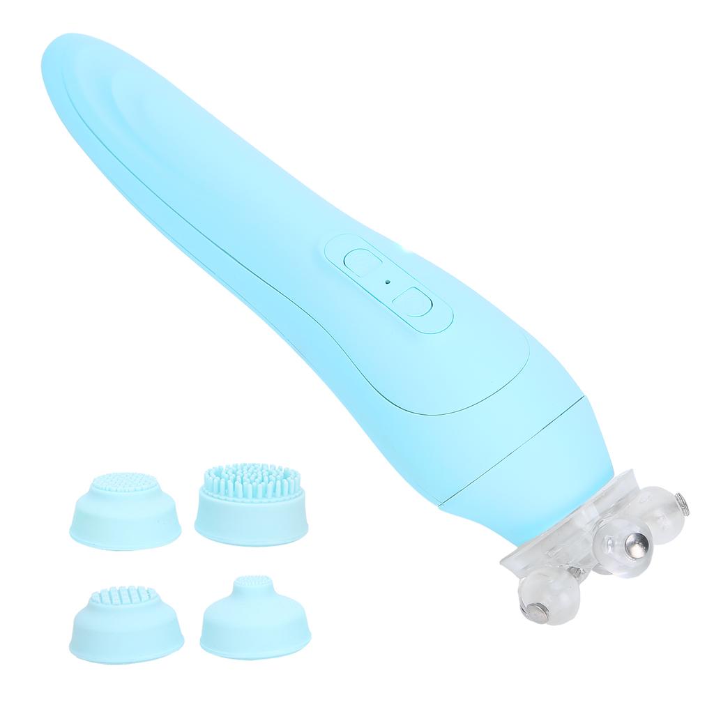 Перезаряжаемая электрическая щетка для очищения лица, силиконовый очиститель пор лица (синий)