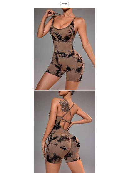 Seamless Tie-Dye One-Piece Yoga Suit: High-Waist, Hip-Lifting, Back-Detail for Fitness