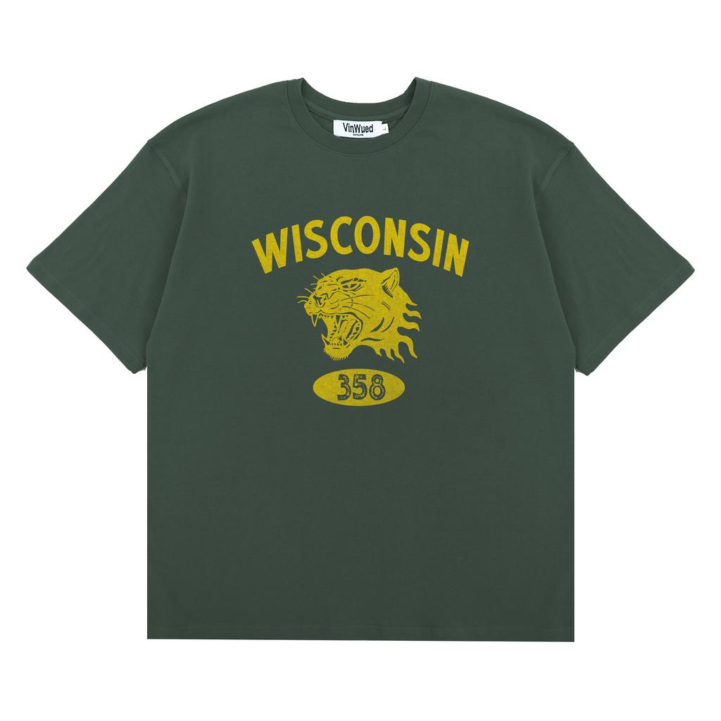 VINWUED Wisconsin 358 Deep Green Semi-Oversized T-Shirt