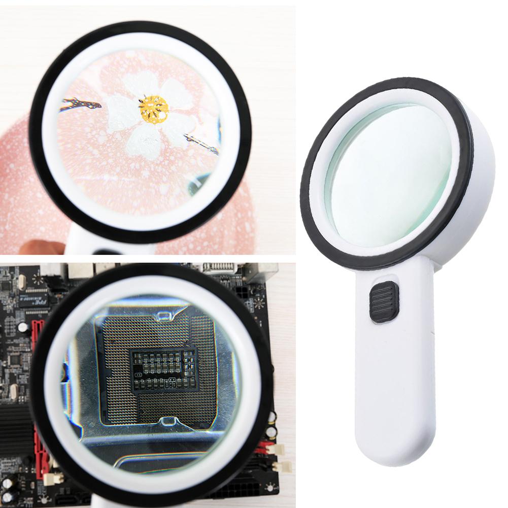30X Magnifier Handheld LED Glasses with Illumination Microscope Magnifying Glass Lens Reading Jewelry Glass Repair Tool