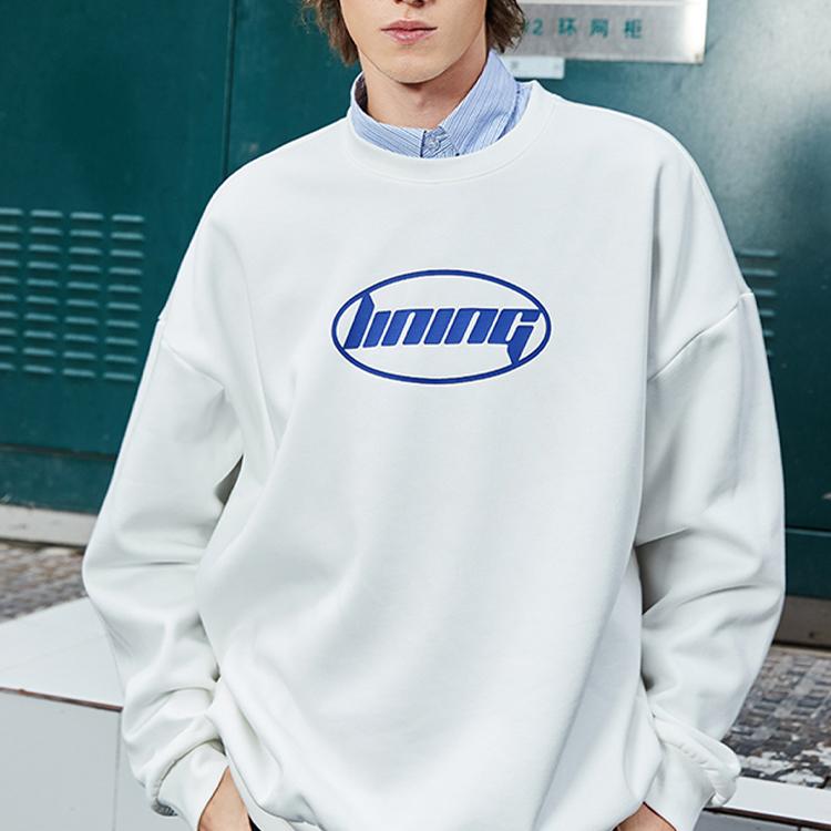 Li Ning Sweatshirts Unisex Ivory Crew Neck Thickened Regular AWDQC98-1