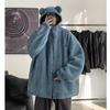 Men's Fall and Winter Thickened Plush Jacket Warm Hooded Top Soft Loose Jacket Outdoor Windproof Warm Top Loose Coat