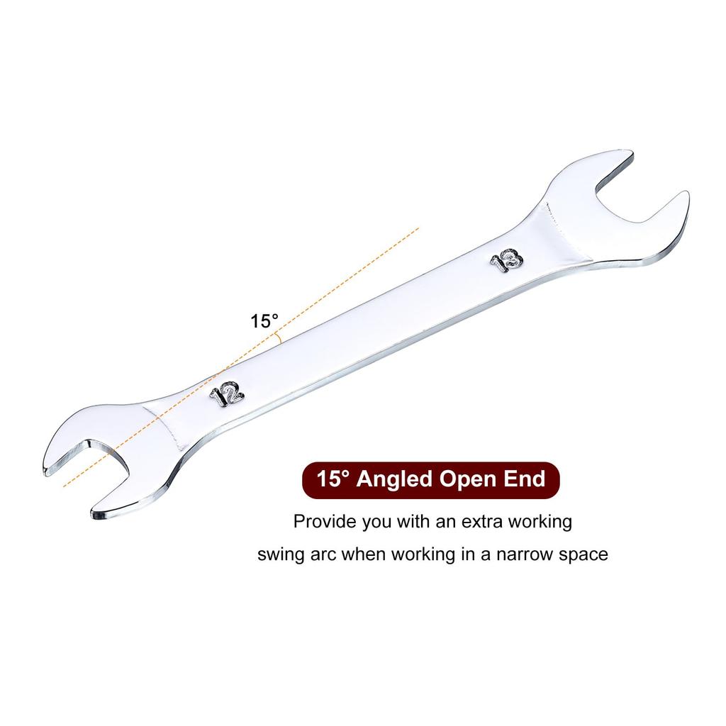 Uxcell Тонкие рожковые ключи 12мм x 13мм Метрические Двойные рожковые Хромированные Зеркальные Высокоуглеродистые Тонкие Ключи для Дома Машины 10 Штук Ключи, Ключи, Хромированные,