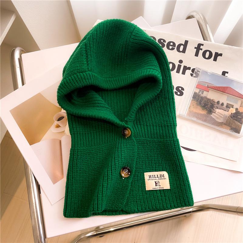 Зимний шарф, теплая вязаная накидка на шею, шерстяная шапка, балаклава, однотонный шарф