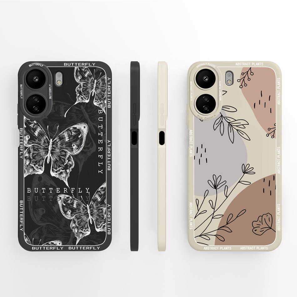 Simple Cover For Poco C65 4G Phone Case Elegant-Butterfly Housing For Xiaomi POCO C 65 Soft Liquid Silicone Fashion Back Covers