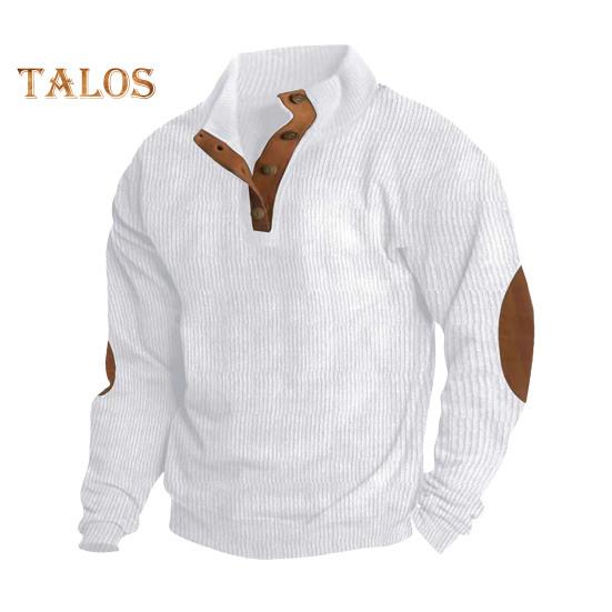 Весна Осень Мужской Топ Цветные Блоки Лоскутная Ретро Стиль Полуоткрытый Воротник-стойка Толстовка Плюс Размер Свободный Длинные Рукава Топ Повседневная Жизнь Офис И Отдых