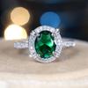 Зеленые овальные кольца с фианитом для женщин, модное серебряное обручальное кольцо, женские свадебные украшения, подарок