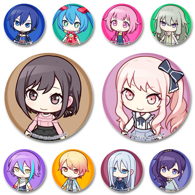 32/44/58mm Hatsune Miku Brooches On Backpack Cosplay Cartoon Badge Saki Tenma Honami Mochizuki Enamel Pins Accessories Gift Jewelry