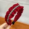 Elegant Shiny Rhinestone Headband Sweet Women Sequin Hairband Velvet Pleated Hair Hoop  Female