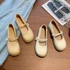 Корейская версия женских туфель Мэри Джейн на плоской подошве, лето 2025, новые туфли на двух ногах с одной педалью и юбкой, нежные маленькие кожаные туфли