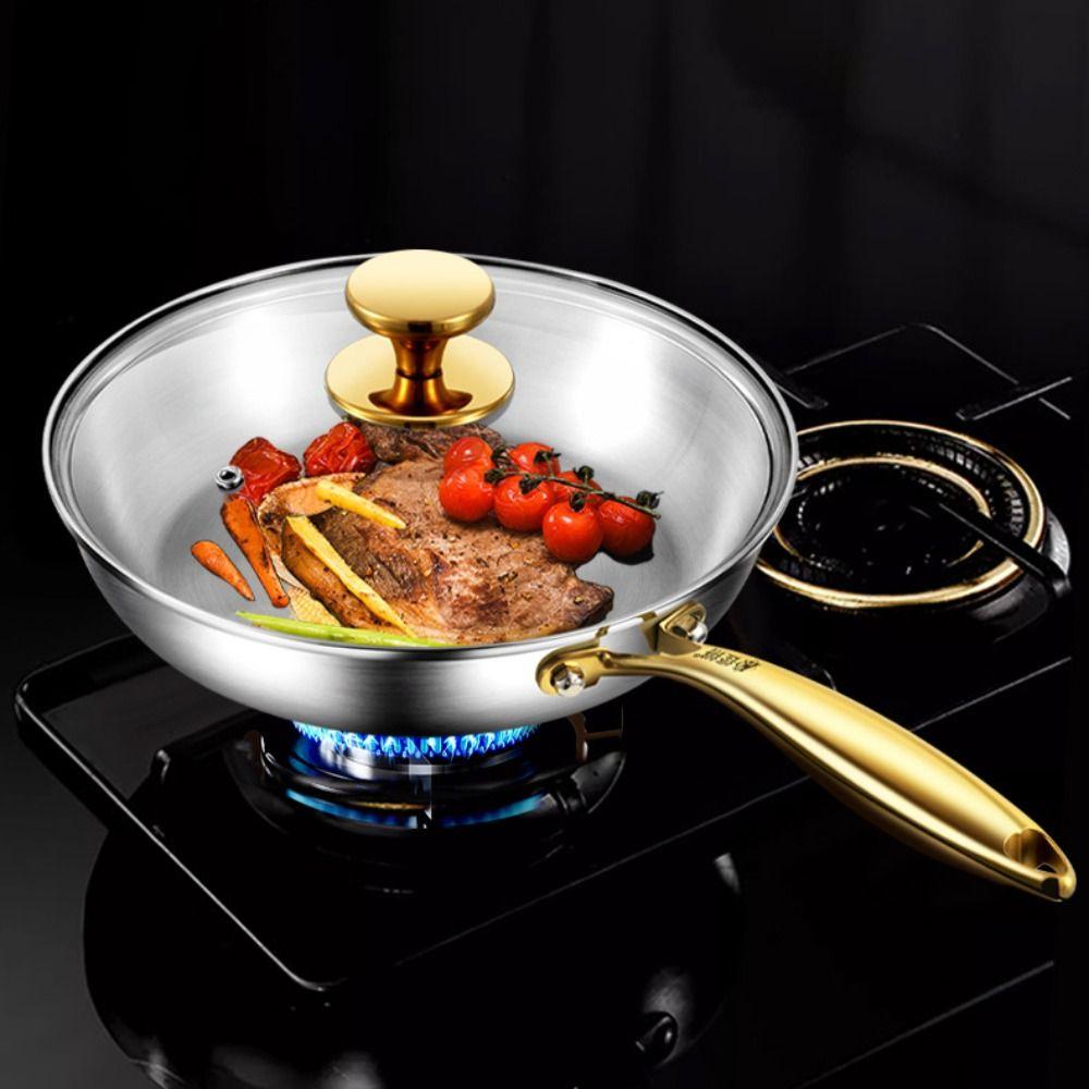 316 Stainless Steel Frying Wok Universal Cooking Pot Household Steak Skillets Induction Cooker