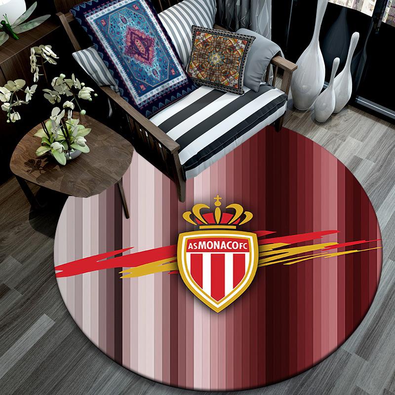 AS Monaco FC Round Area Rug,Carpet Rug for Living Room Bedroom Sofa Playroom Decor,Non-slip Floor Mat