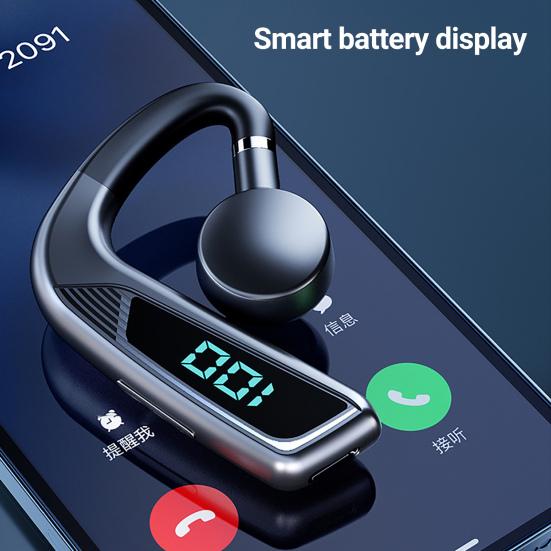 V18 Bluetooth-compatible Earphone Bone Conduction LED Ear Hook Digital Display Business Sports Wireless