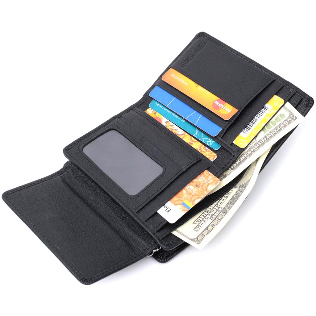 Practical Wallet with Coin Holder Made of Genuine Leather ST Leather 22740 Black