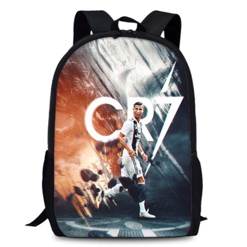 15 дюймов Рюкзак Оксфорд Криштиану Роналду Большой вместимости Школьная сумка Путешествия Спорт