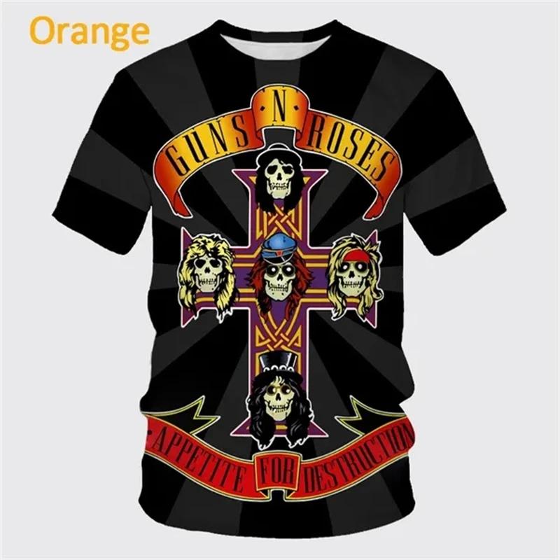 Новая летняя футболка Guns Rose Rock Band с 3D-печатью, мужская, с коротким рукавом, в стиле хип-хоп, унисекс, повседневная, модная, спортивная, панк-топы