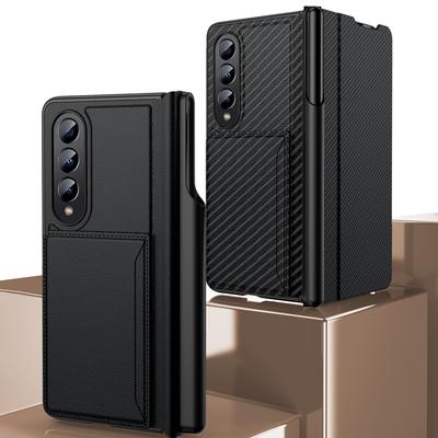 Роскошный чехол для телефона из искусственной кожи для Samsung Galaxy Z Fold 4, чехол с кронштейном для слота для карт, S-держатель для ручек, чехол для Z Fold4