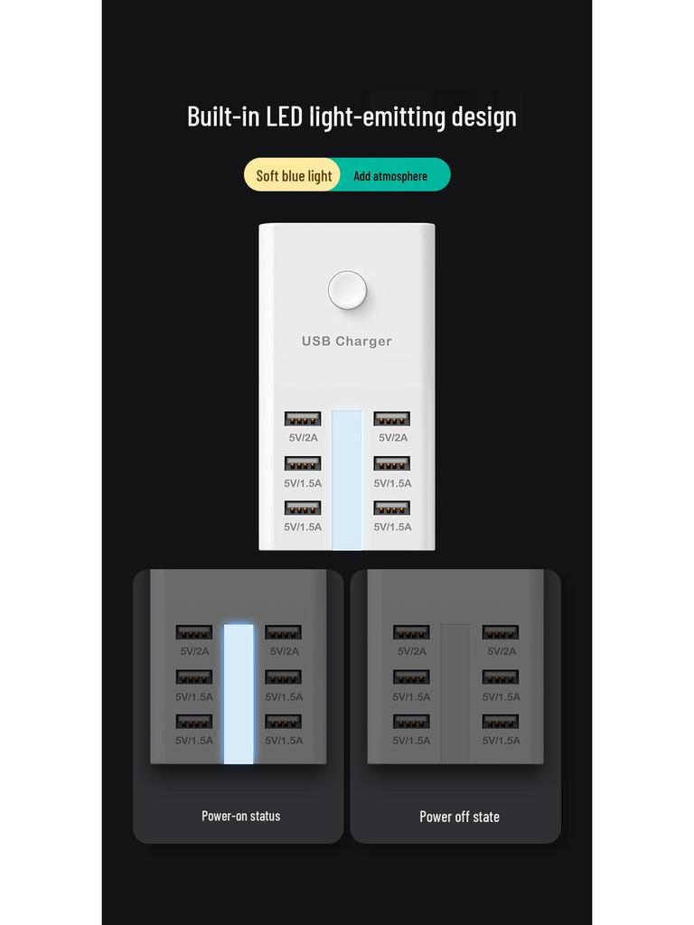Дорожный удлинитель с несколькими USB-портами и удлинительным шнуром