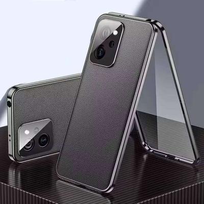 Чехол для OPPO Reno 15 13 14 Find X7 X8 Pro, с алюминиевым бампером и кожаной задней панелью, бамперы для телефона