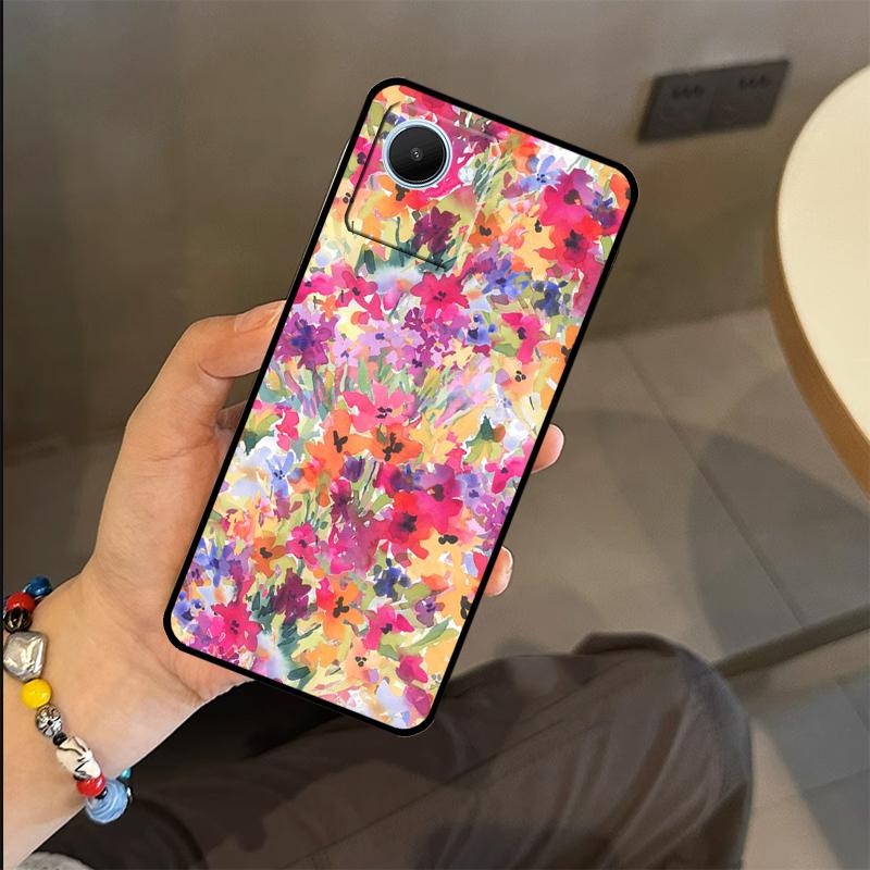 Яркий чехол-органайзер с рисунком цветов для Realme C63 C61 C55 C51 C53 C25 C65 C67 C71 C75 GT6 GT7 Pro 11 12 13 14 15 Pro Plus