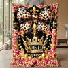 Purple Leopard Bow Theme blanket Lightweight Warm Flannel Blanket Decorative Throw Blanket for Home Decoration
