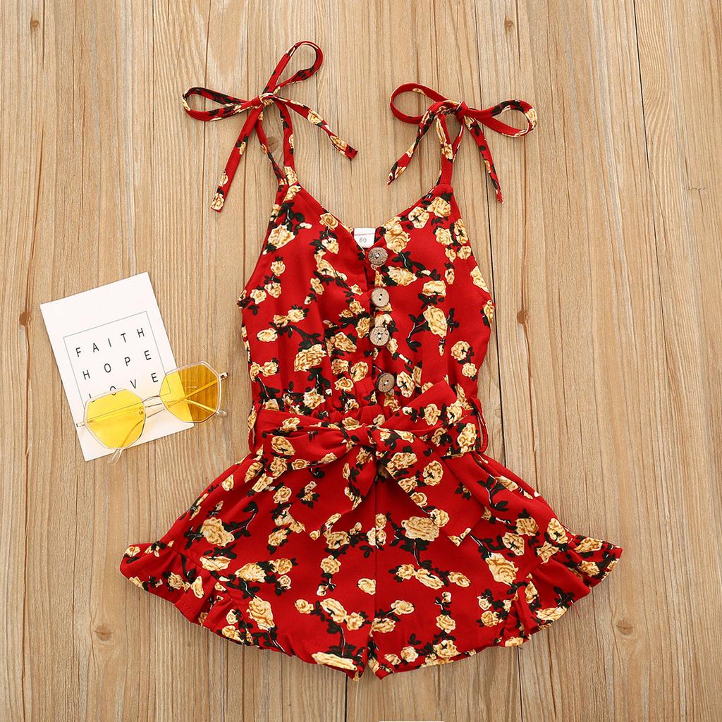 Летний комбинезон без рукавов для девочек, небольшой комбинезон с цветочным принтом, костюм для альпинизма