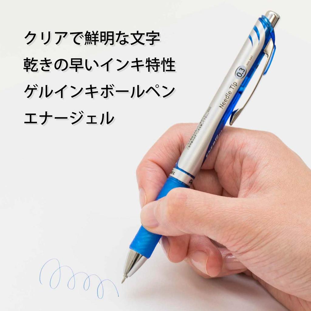 PENTEL Ballpoint Pen Gel Ink Energel Retractable 0.3mm Silver Shaft BLN73-C Blue 10 Pieces