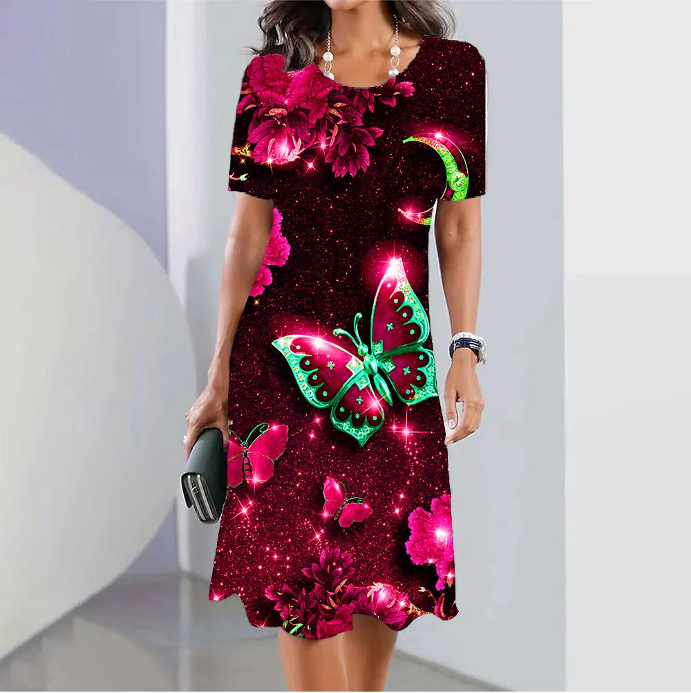 Ретро Яркие Цветы Платье О-Образным Вырезом Хиппи Цветочная Сила Милые Платья Уличная Одежда Графическое Повседневное Платье С Карманами Плюс Размер 5XL