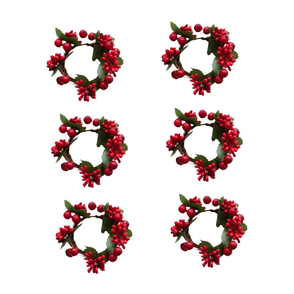 6 шт. Красные ягоды свеча кольцо венок реалистичный многоцелевой декоративный диаметр. 3,15 дюйма для гостиной вечеринки День благодарения Дверь дома