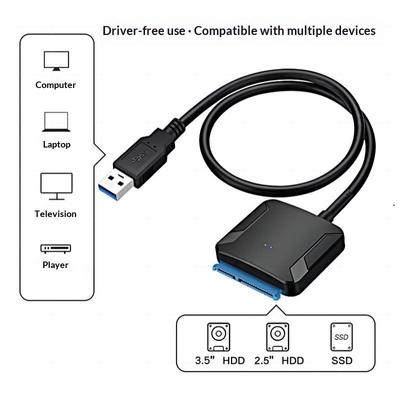 Кабель-адаптер SATA на USB 3.0 для 3,5-дюймовых и 2,5-дюймовых SSD и HDD. Удобное подключение внешнего диска для быстрого клонирования и передачи данных.