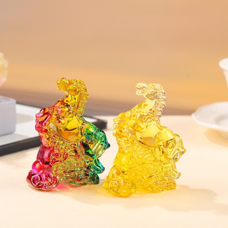 2026 Статуэтка Лошади по Зодиаку Коллекция Фэн-шуй Хрустальный Ловец Солнца Роскошный Декор для Дома Настольное Украшение