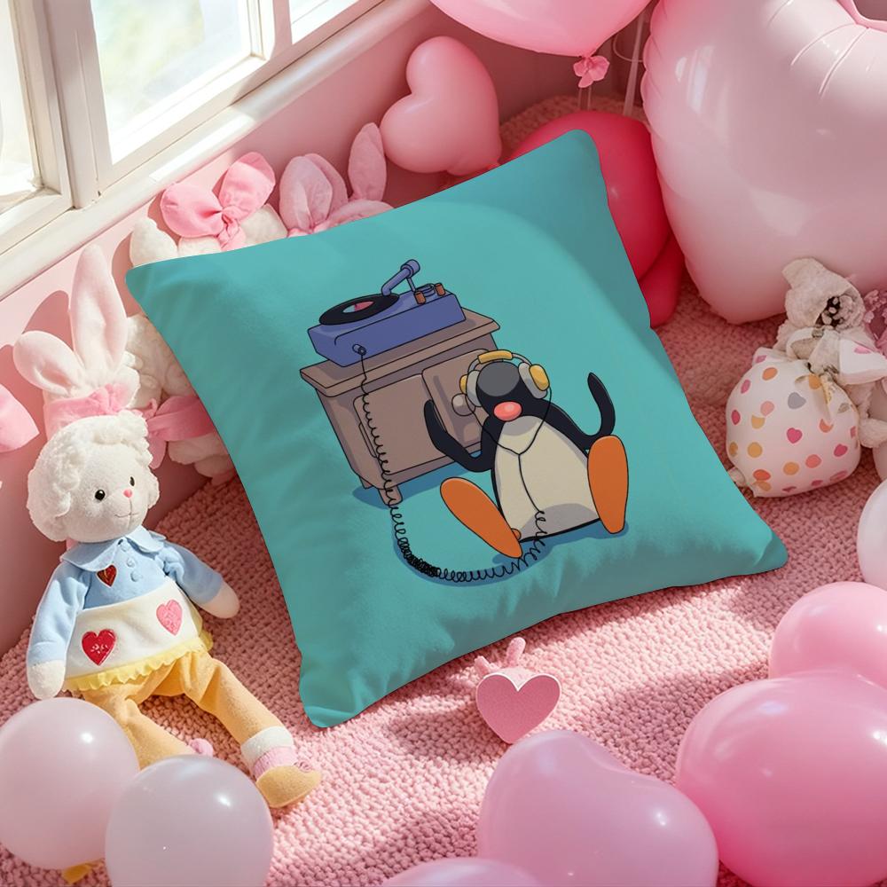 Милая наволочка с принтом мультяшного пингвина P-Pingu для диванной подушки в гостиной и декора спальни