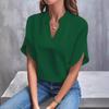 Women's Summer Casual Solid Colour V-Neck Loose Shirt Top