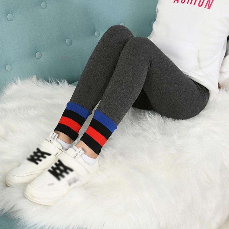 Зимние детские леггинсы на флисовой подкладке для девочек, нижние брюки, милые полосатые детские брюки-подростки с базовым слоем, термоколготки, узкие брюки, От 3 до 13 лет